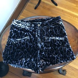 Simone Leopard Velvet Shorts Small